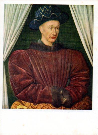 LAMINA V43021: Retrato de Carlos VII rey de Francia por J. Fouquet