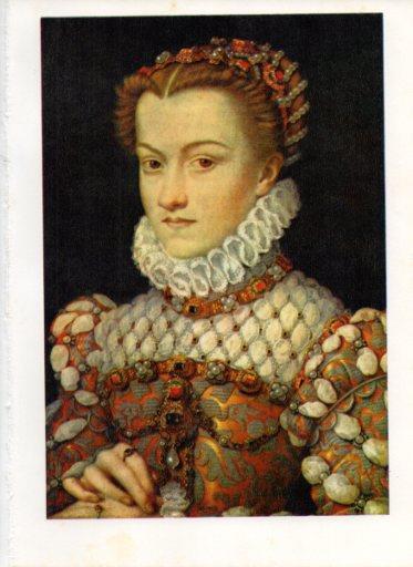 LAMINA V43049: Retrato de Isabel de Austria por F. Clouet