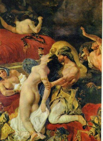 LAMINA V43074: La muerte de Sardanapalo detalle por Delacroix