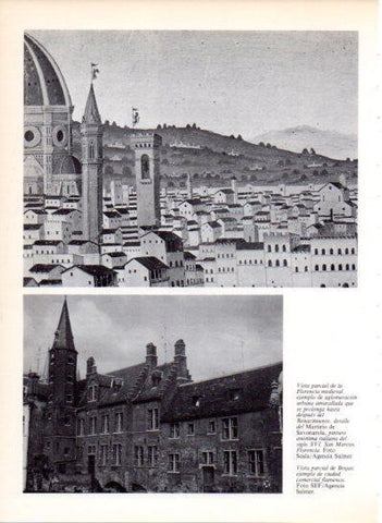 LAMINA V43529: Vista parcial de la Florencia medieval, pintura siglo XVI
