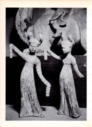 LAMINA V43547: Dos bailarinas estatuillas funerarias epoca T'ang