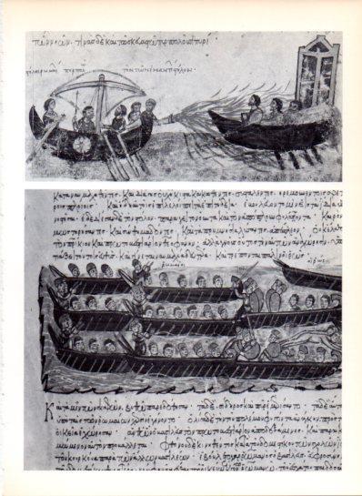 LAMINA V43493: Batalla naval entre bizantinos y rusos miniatura