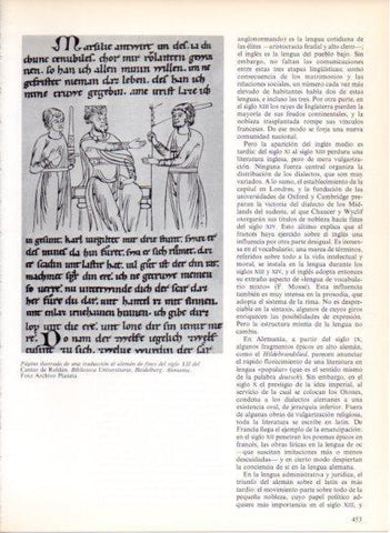 LAMINA V43596: Cantar de Roldan pagina de una traduccion al aleman