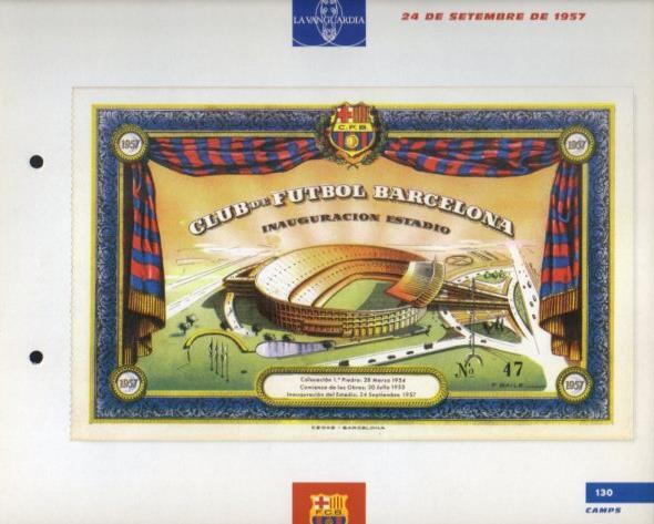 LAMINA V43393: F.C. Barcelona entrada inaguracio del Camp Nou. El Gran album del Barça