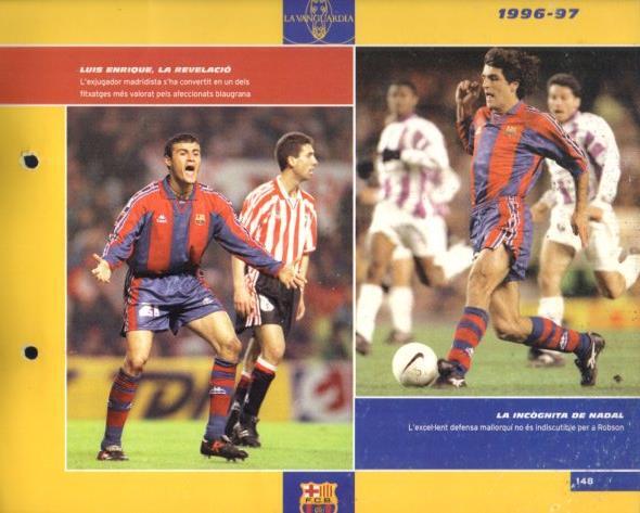 LAMINA V43397: F.C. Barcelona Luis Enrique i Nadal any 1996. El Gran album del Barça