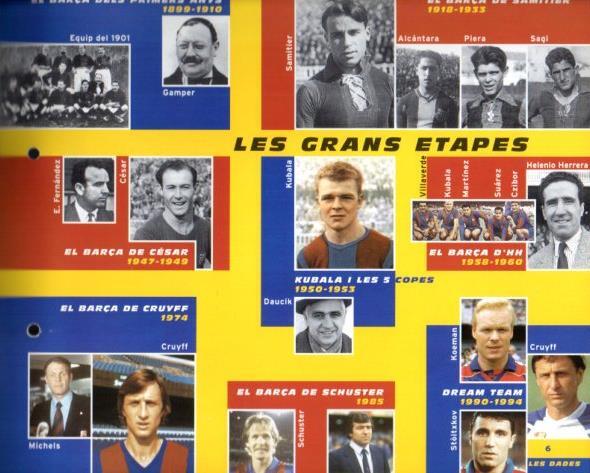 LAMINA V43402: F.C. Barcelona Samitier, Kubala, Cruyff, Schuster, Dream Team. El Gran album del Barça