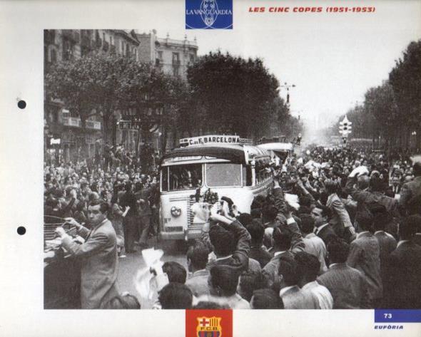 LAMINA V43378: F.C. Barcelona celebrant la Copa de 1951. El Gran album del Barça