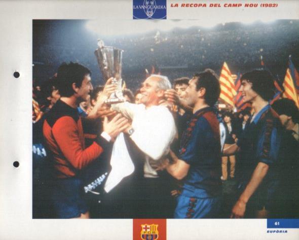 LAMINA V43374: F.C. Barcelona Recopa al Camp Nou 1982. El Gran album del Barça