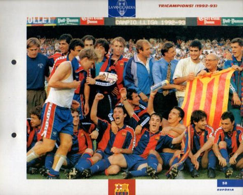 LAMINA V43373: F.C. Barcelona Tricampions 1992-93