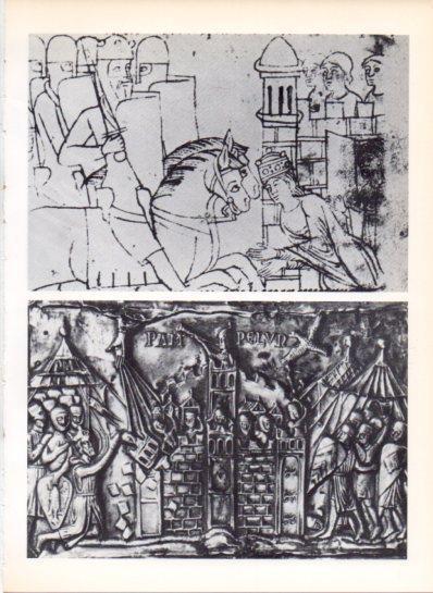 LAMINA V43479: Carlomagno en Zaragoza y antes las murallas de Pamplona