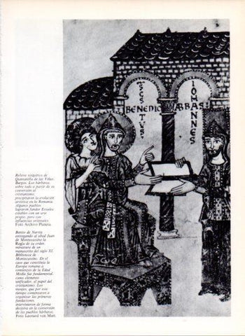 LAMINA V43439: Benito de Nursi y Juan de Montecassino, manuscrito siglo XI