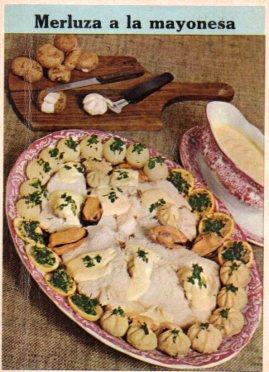 POSTAL PV12154: Receta Merluza a la mayonesa. Ficha Telva