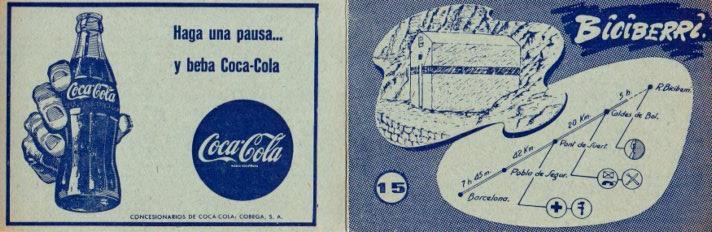 POSTAL PV12150: Triptico Refugio Biciberri itinerario 15. Publicidad Coca Cola