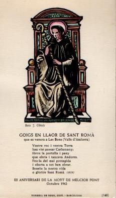 POSTAL PV12112: Goigs en llaor de Sant Roma