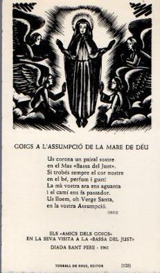 POSTAL PV12128: Goigs Assumpcio de la Mare de Deu 1961
