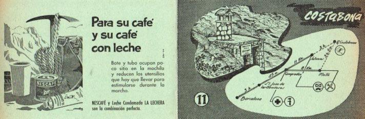 POSTAL PV12143: Triptico Refugio Costabona itineraio 11. Publicidad Nescafe