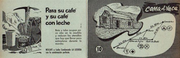 POSTAL PV12142: Triptico Refugio Coma de Vaca itinerario 10. Publicidad Nescafe