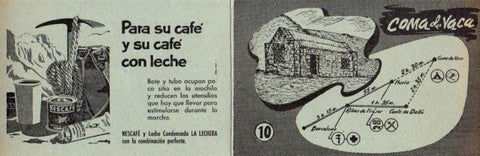 POSTAL PV12142: Triptico Refugio Coma de Vaca itinerario 10. Publicidad Nescafe