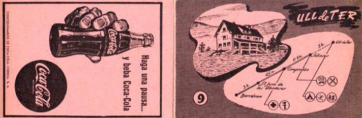POSTAL PV12141: Triptico Refugio Ull de Ter itinerario 9. Publicidad Coca Cola