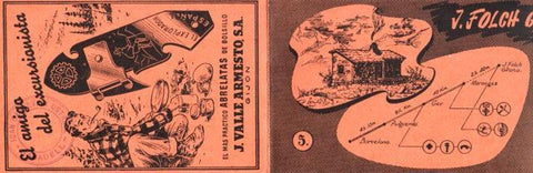POSTAL PV12138: Triptico Refugio J. Folch i Girona itinerario. Publicidad abrelatas J. Valle