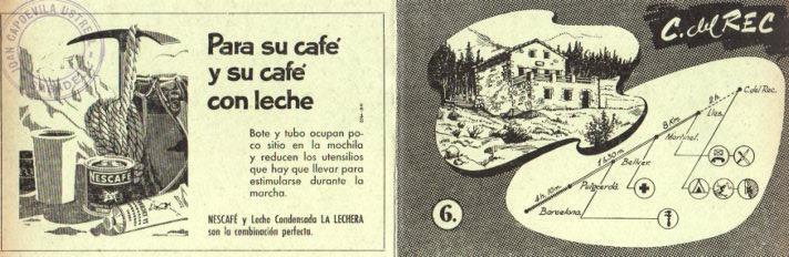POSTAL PV12137: Triptico Refugio Cap del Rec itinerario 6. Publicidad Nescafe
