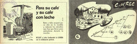 POSTAL PV12137: Triptico Refugio Cap del Rec itinerario 6. Publicidad Nescafe