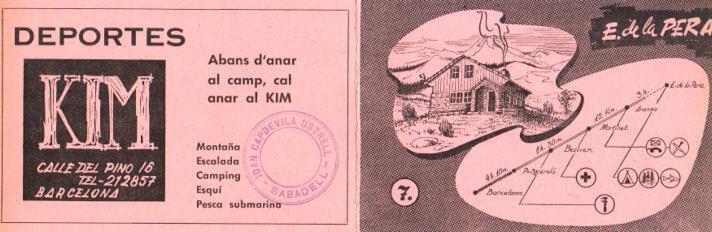 POSTAL PV12136: Triptico Refugio Estanys de la Pera itinerario 7. Publicidad Deportes KIM