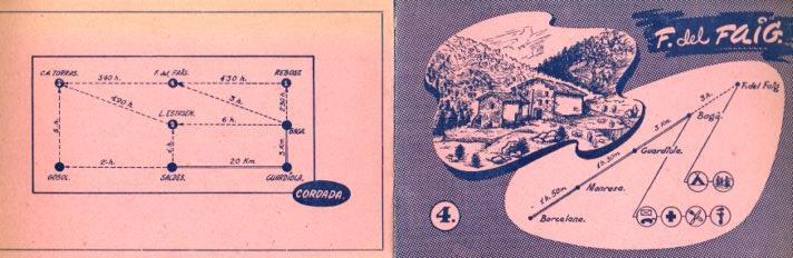 POSTAL PV12135: Triptico Refugio Font del Faig itinerario 4. Publicidad Nescafe