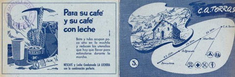 POSTAL PV12134: Triptico Refugio Cesar August Torras itinerario 2. Publicidad Nescafe