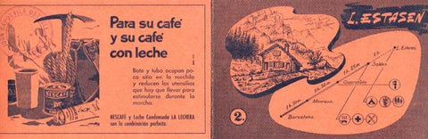 POSTAL PV12139: Triptico Refugio Lluis Estasen itinerario 2. Publicidad Nescafe