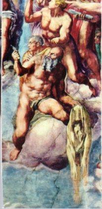 POSTAL PV11966: La Cappella Sistina. S. Bartolomeo con autoritratto di Michelangelo