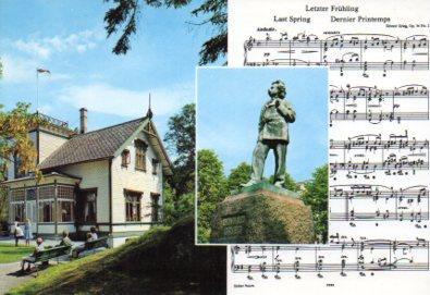 POSTAL PV11991: Bergen, Statue of E. Gried an his home