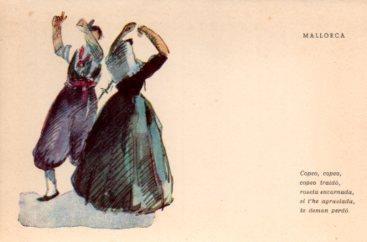 POSTAL PV12086: Bailarines de Mallorca por Coll Bardolet