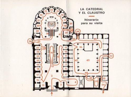 POSTAL PV12056: Catedral de Barcelona. Mapa itinerario visita