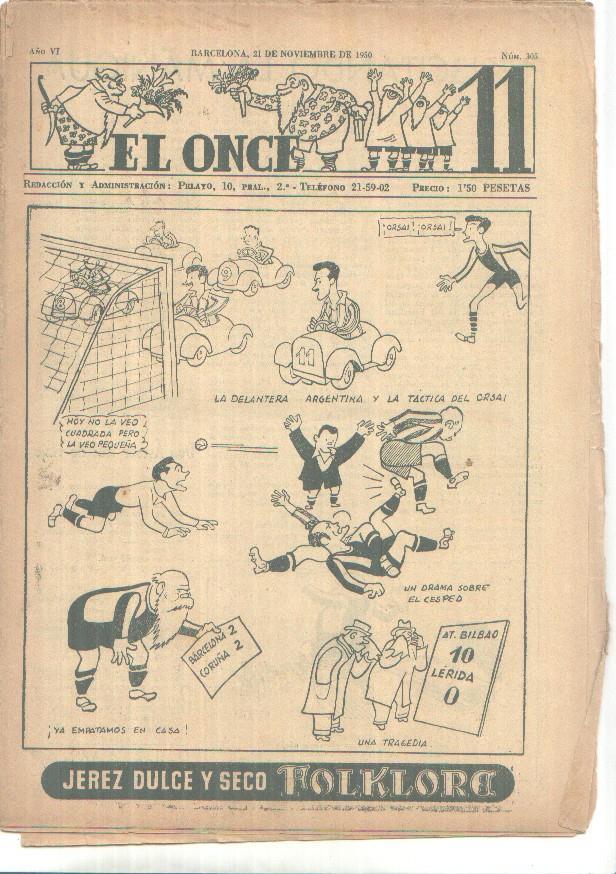 El Once revista deportiva numero 305 (21.11.1950)