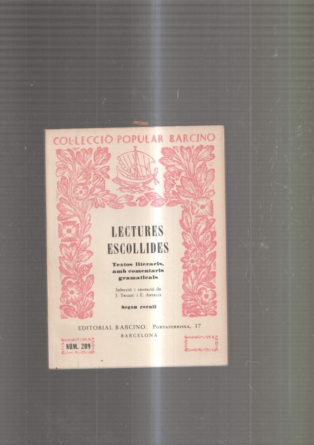 Lectues escollides, segon recull. Textos literaris, amb comentaris gramaticals