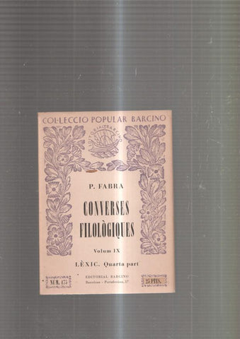 Converses Filologiques volum IX. Lexic, quarta part