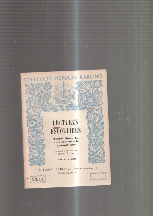 Lectures escollides, tercer recull. Textos literaris amb comenaris gramaticals