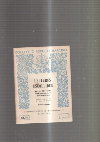 Lectures escollides, tercer recull. Textos literaris amb comenaris gramaticals