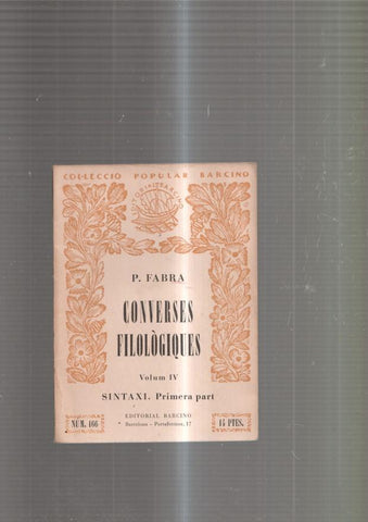Converses Filologiques Volum IV Sintaci, primera part