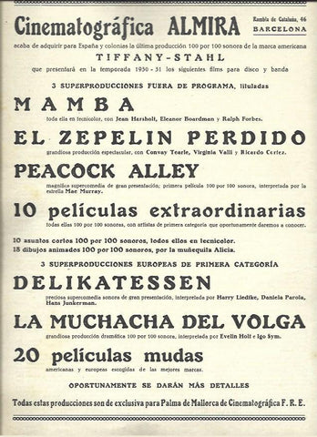 LAMINA 37462: Estrenos de Cinematografica Almira