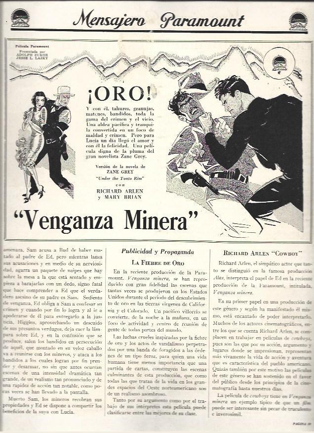LAMINA 37514: Publicidad de Venganza Minera