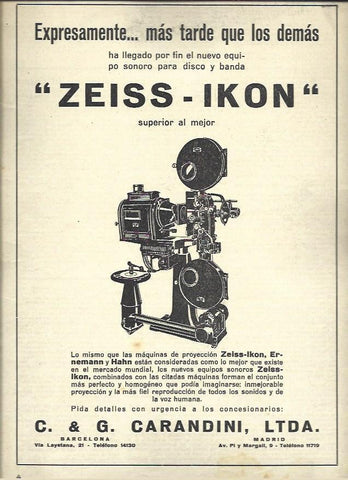 LAMINA 37471: Publicidad del equipo sonoro Zeiss-Ikon