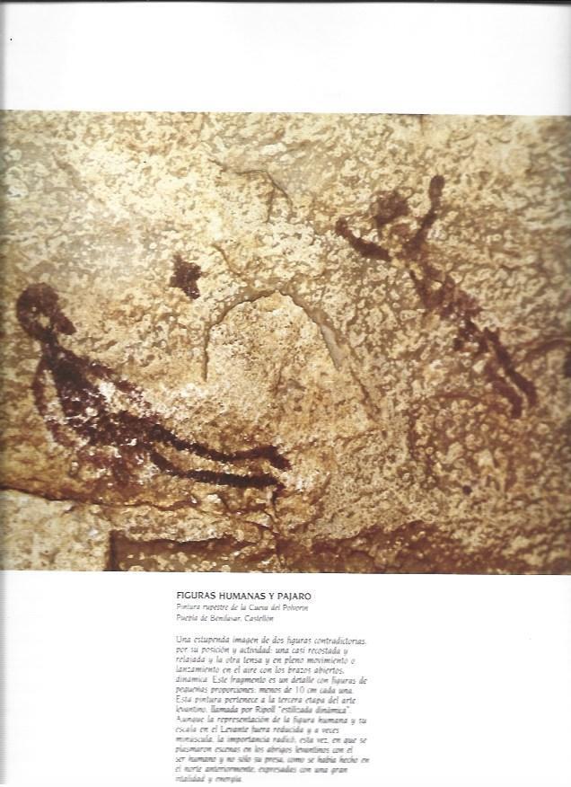 LAMINA 37319: Figuras humanas y pajaro. Cueva del Polvorin, Castellon