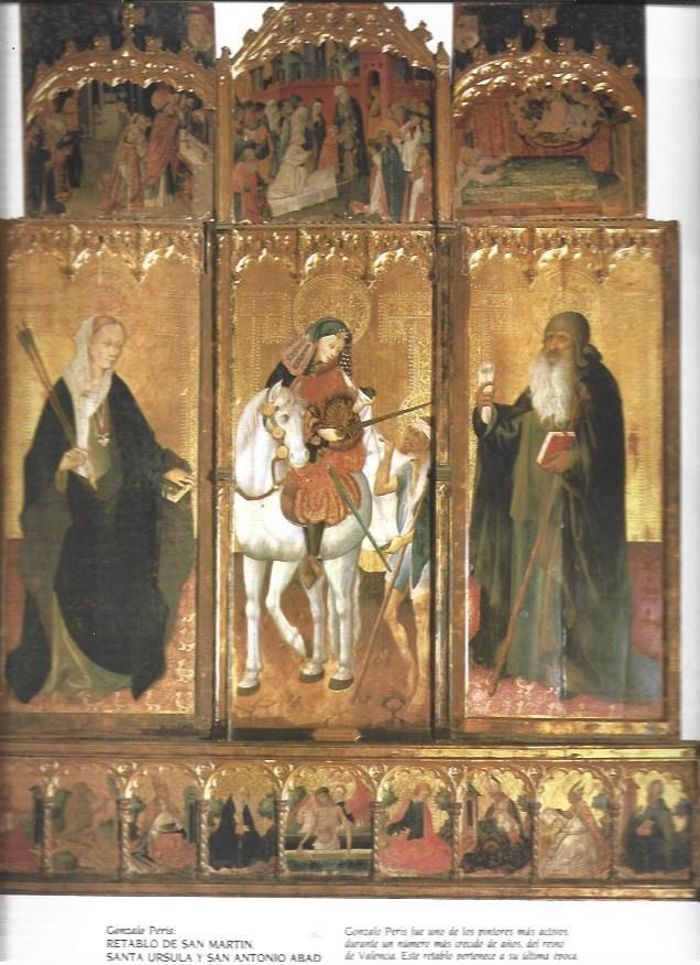 LAMINA 37396: Retablo de San Martin, Santa Ursula y San Antonio Abad, por Gonzalo Peris
