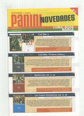 Panini: libreto novedades octubre 2007
