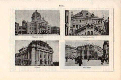 LAMINA V44009: Palacio Ayuntamiento Teatro y Banco Federal en Berna