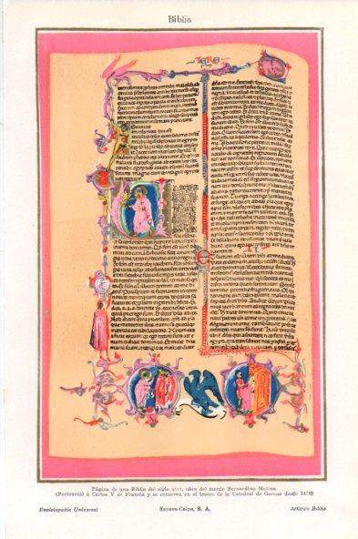 LAMINA V44045: Pagina de una Biblia del siglo XII de B. Mutina
