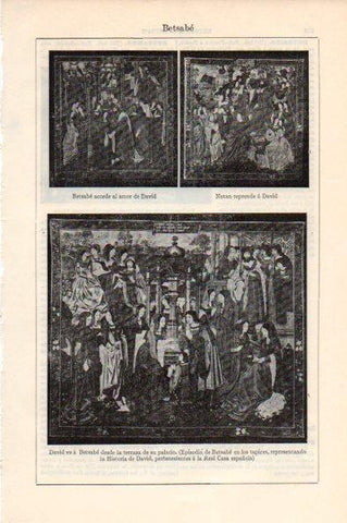 LAMINA V44032: Tapices de la Historia de David, Real casa española