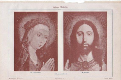 LAMINA V43931: La Virgen orando y El Salvador por Q. Metsys
